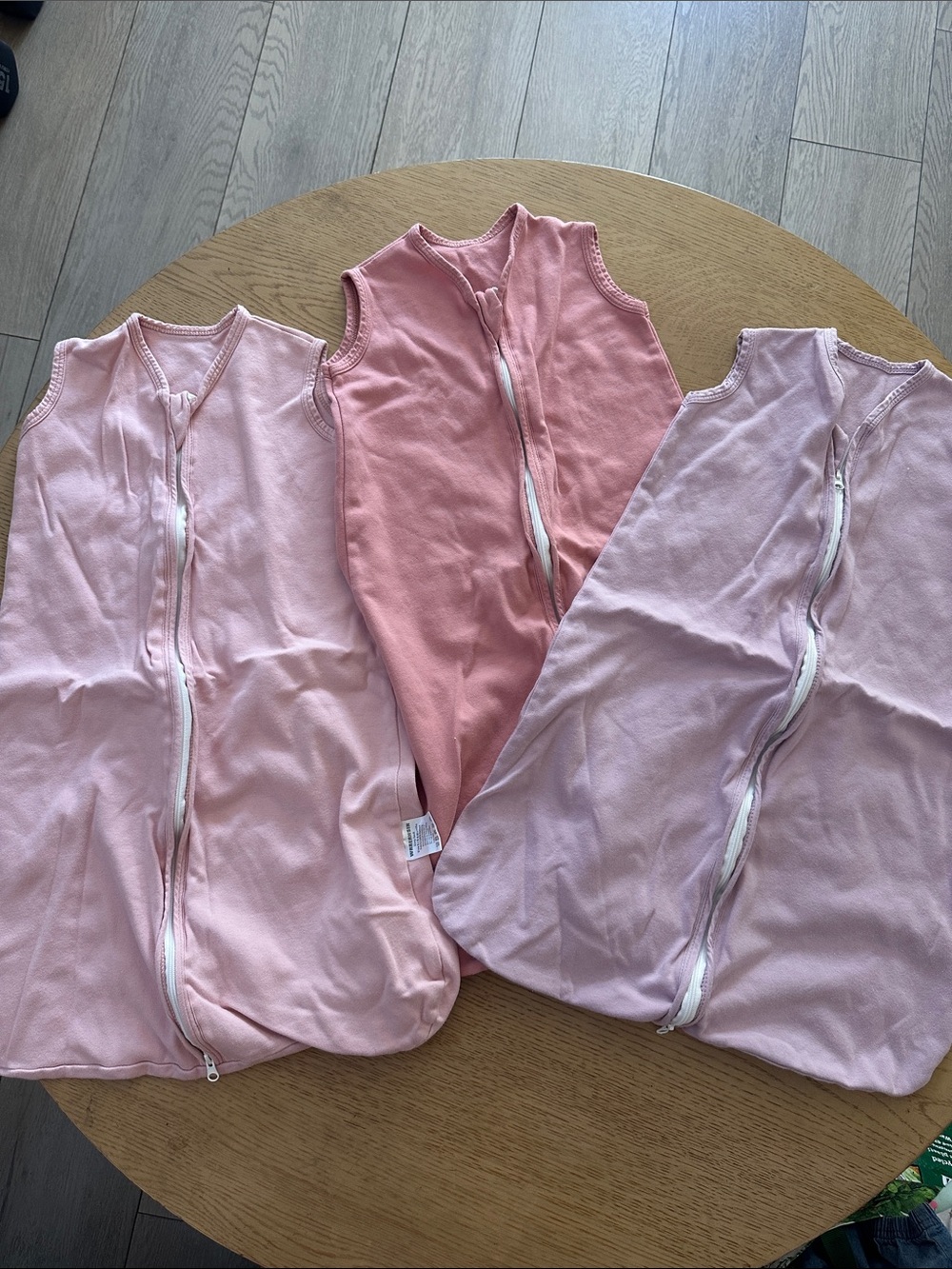 3 Pink Baby Sleep Sacks - Zip Front Sleeveless 0-6 months